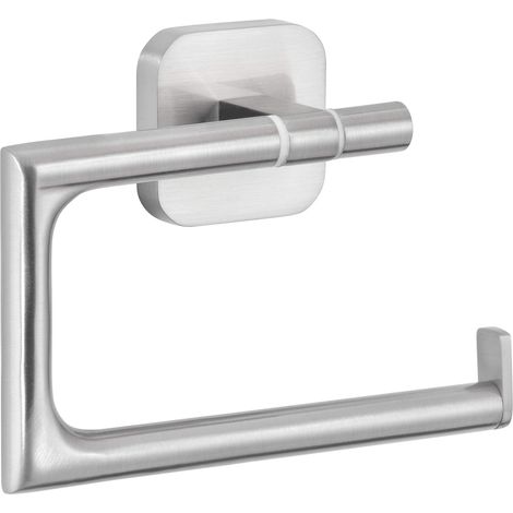 tesa Esteetic Portarotolo per WC - Porta carta igienica adesivo in metallo inox - Montaggio senza forature - Rimovibile senza traccia - 45 mm x 132 mm x 99 mm (1/4)