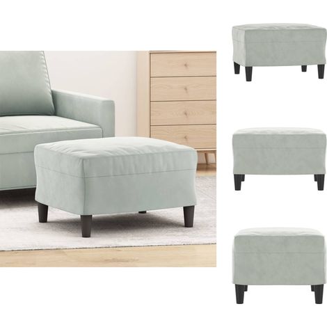 Polsterhocker - Living Fußhocker Hellgrau 60x50x41 cm Samt (1/5)