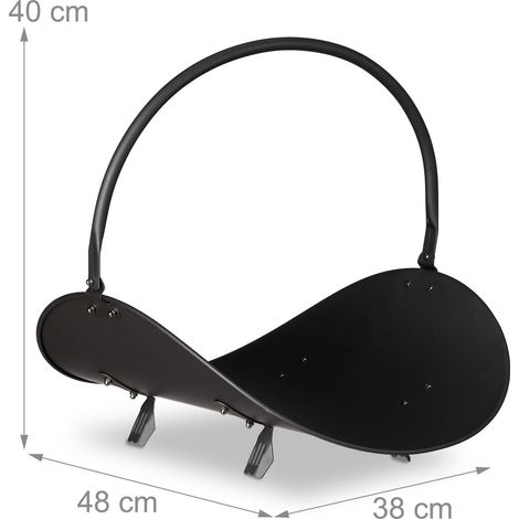 Panier à bûches de bois en métal porte-bûches métal noir (1/2)