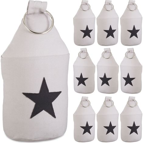 Pack de 10 Topes Puerta con Asa, Tela-Arena, Gris, 25 x 12 x 12 cm