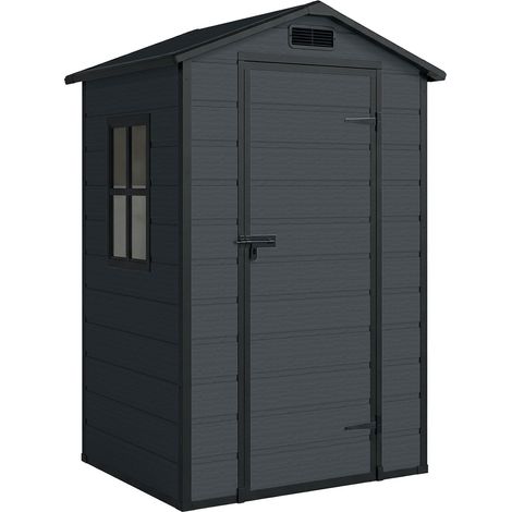 Casetta per Attrezzi a 2 Ingressi 128x104x196 cm con Finestre e Prese d'Aria in PP e Alluminio Grigio Scuro (1/5)