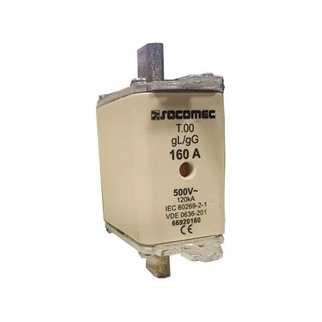 Socomec 66920160 Fusibile a lama senza percussore gG taglia 00 - 500V 160A