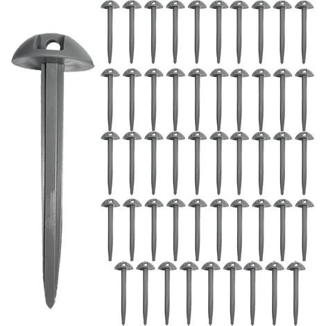 Lot de 50 piquets pour tapis de sol, piquets de tente en plastique robuste de 8,5 cm, piquets pour bâche de pluie, tente de camping, tapis de jardin et auvent (1/5)