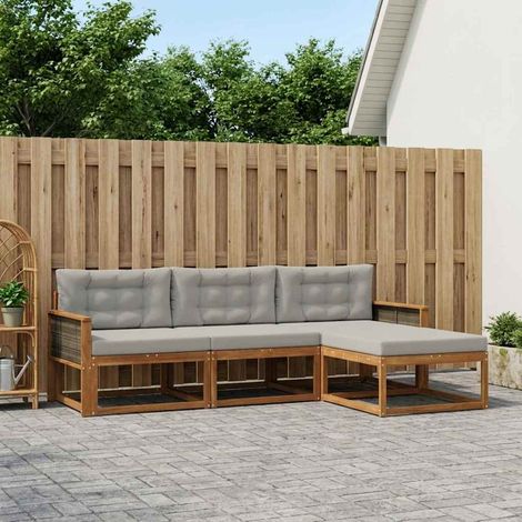 Set di divani da esterno modulare in legno massello di acacia naturale e grigio chiaro set da 4 - PANGIVO (1/5)