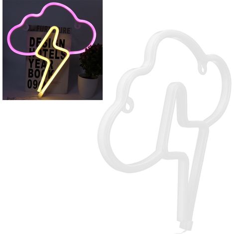 Lampe décorative d'intérieur LED néon nuage éclair à piles, veilleuse LED rose et jaune pour chambre d'enfant (1/5)