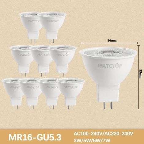 (GU5.3 38 degrés Celsius, lumière naturelle 4000K) 10 mini ampoules LED à haut flux lumineux, sans scintillement, adaptées à l'éclairage des pièces de la maison.