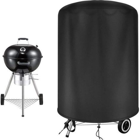 Housse de barbecue - - Rond - 210D Oxford - Imperméable - Noir (61x70cm) (1/4)