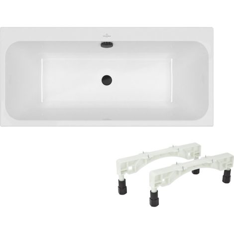 Baignoire droite 150 x 70 VILLEROY & BOCH Architectura + Pieds + Vidage de baignoire WIRQUIN noir
