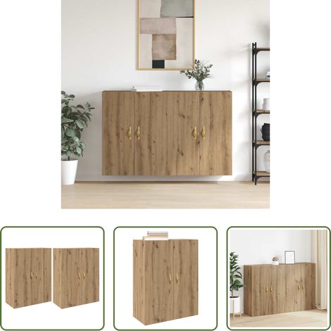vidaXL Meuble moderne -  Armoire Murale 2 pcs Chêne artisanal 69,5 x 34 x 90 cm (1/5)