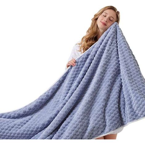 Serviette de plage - Polaire Corail - 90x170cm - Douce et absorbante - Séchage rapide - Bleu