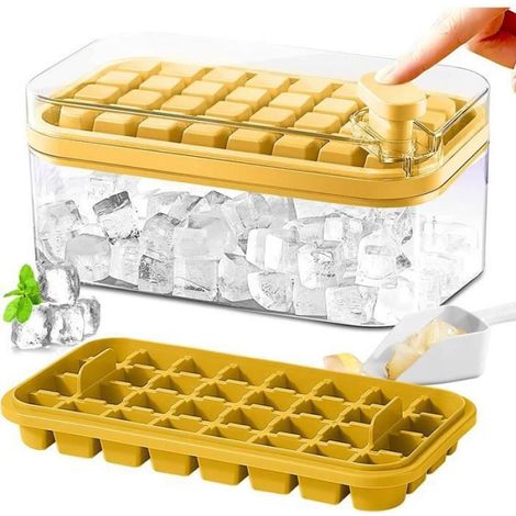 1 Bac à glaçons,Silicone,Libération facile,64 cubes,Jaune,Cocktail (1/4)