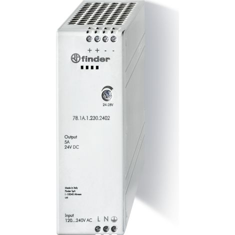 Alim indus E 120 230V AC Sortie 24VDC 5A 120W FINDER 781A12302402PAS (1/2)