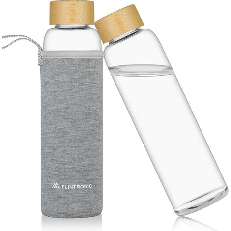 Glass Water Bottle, 550ml Glass Bottle, Borosilicate Glass Water Bottle for Children and Adults, BPA Free, Reusable for School, Gym, Sports, Travel (1/5)