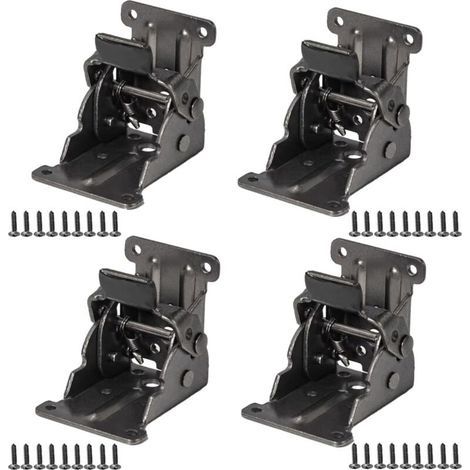 Charnière Pliante Autobloquante 4Pcs Charnière Pliante pour Pied de Table 0-90 Degrés Charnière Rallonge Table Pliante avec Vis pour Pieds Pliants, établi, Extension de Bureau (Noir) (1/4)