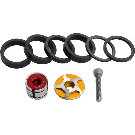 Spacers de Guidon Vélo 28.6mm avec Capuchon de Potence et Bouchon d'Expansion, Finition Dorée (1/5)