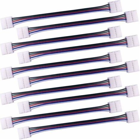 10pcs Câble connecteur RGBW 5 Broches Lampe Bande LED de 10mm Convertisseur de lumière Ruban LED sans Soudure Adaptateur pour connecter 2 Bandes LED SMD 5050 RGBW Ensemble-17cm Long (1/4)