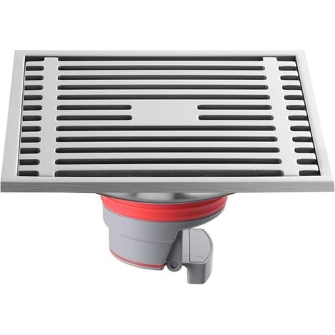 Siphon de douche carré en acier inoxydable de 12 cm Siphon de sol anti-odeur avec filtre amovible pour un débit d'eau pour une installation facil (1/5)