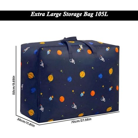 (105L) Grand Sac de Rangement 2Pièces, Housse Rangement Couette Vetement Sac Demenagement Sous Lit Penderies Organiseur Pliable épais avec Poignées pour Drap Vêtements Linge Literie Jouet (1/3)