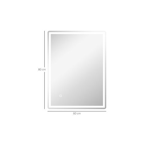 Miroir lumineux de salle de bains 80x60 cm avec éclairage LED réglable et fonction mémoire (1/5)