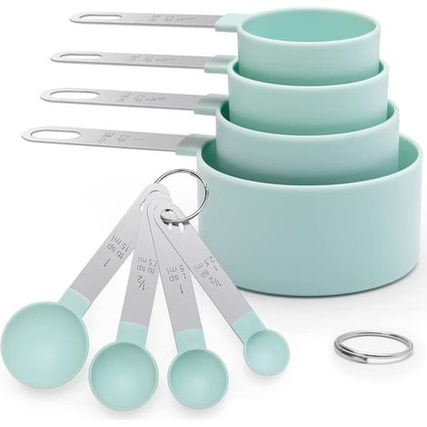 Ensemble de 8 mesures empilables pour ingrédients secs ou liquides, poignée en acier inoxydable (1/4)