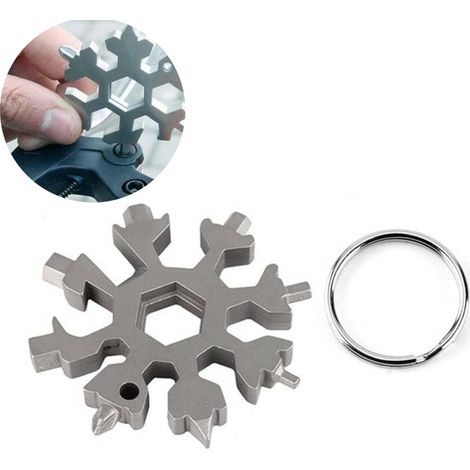 1 x Outil multifonction, Clé hexagonale, Tournevis plat et cruciforme, Décapsuleur, Pour extérieur (1/5)