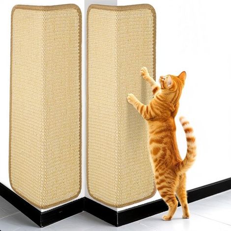Juego de 2 rascadores para gatos - 50 x 25 cm - Rascador de sisal - Protege alfombras y sofás - Con cinta adhesiva de doble cara - Beige (1/5)
