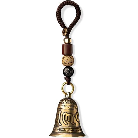 Metal Bell 6.5 x 3.8 x 2.8 cm, IX Characters, Pure Brass Bells, Door Window Door Chime Pendant Car Bag Decorative Accessory Traditional Chinese Style (1/5)