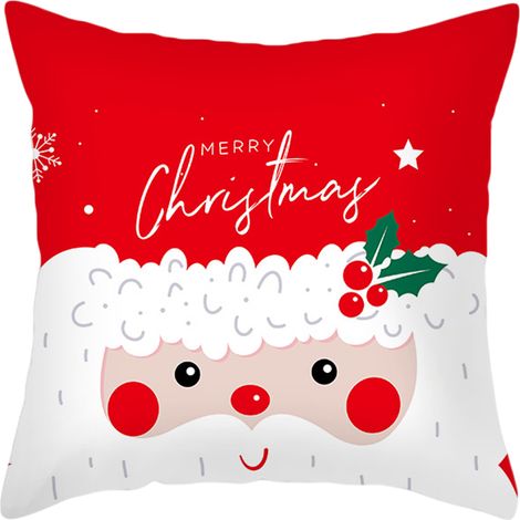 Taie d'oreiller de Noël en peluche élan rouge, housse de coussin de canapé confortable et douce (1/5)