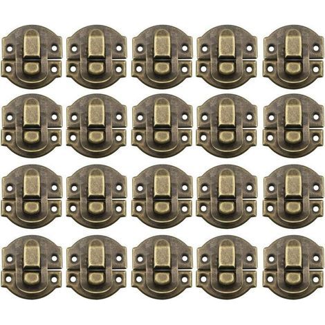 Ahlsen 20Pcs Fermoir Métal Verrouillage Moraillon Vintage Boîte Porte Coque Coffre Fer Ensemble Loquet Tiroir Antique pour Armoire à Bijoux en Bois Décoratif (Bronze) (1/4)