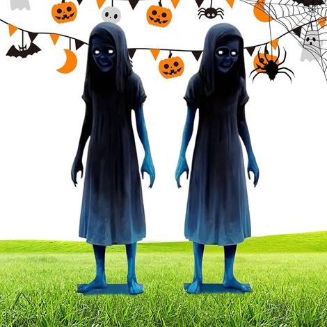 Halloween Gartenzeichen Stangen Gruselige Zwillinge