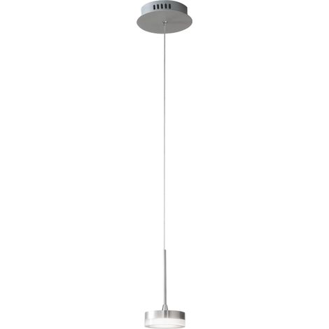 Dunk - Suspension simple en aluminium satiné de Fabas Luce - LED 8W dimmable, design moderne
