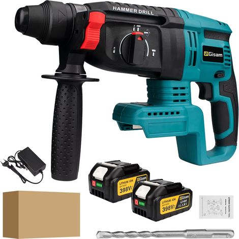 Perforateur burineur rotatif sans fil 26mm SDS Plus Brushless compatible Makita 18V – longue autonomie, 2 batteries + 1 accessoire, emballage carton (1/5)