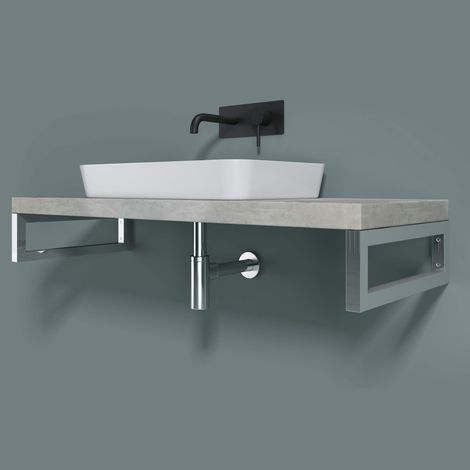 doporro Soporte de Pared para Encimera o Tocador en Acero Inoxidable Plateado 50×3×15 cm – También Funciona como Toallero, Set de 2, Modelo WH01 (1/5)
