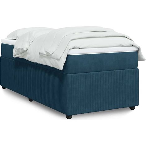 Boxspringbett mit Matratze Dunkelblau 100x200 cm Samt