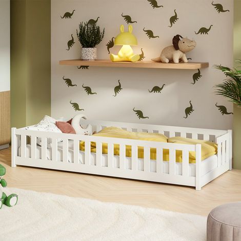 Lit au sol 80x160 sommier inclus Théa Blanc (1/3)