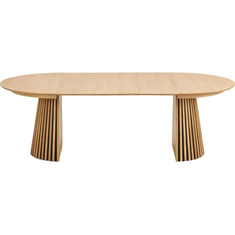 Table extensible 4-10 personnes 120-240x120cm en bois clair – Rallonge portefeuille – Style scandinave – Pieds coniques élégants – House Nordic (1/5)