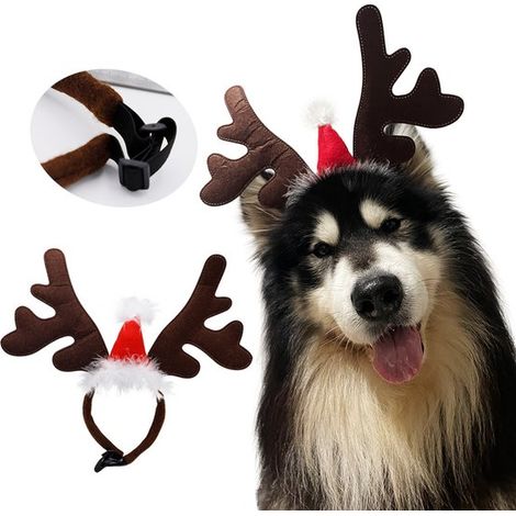 Bandeaux pour animaux de compagnie - Bandeaux cornes de Noël pour chiens - Accessoires de déguisement de Noël mignons pour chiots (1/4)