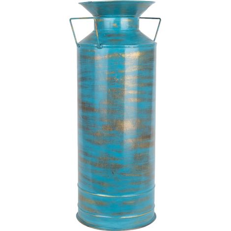 Vaso etnico blu decorativo in lamiera stagnata da 60 cm per casa e ufficio