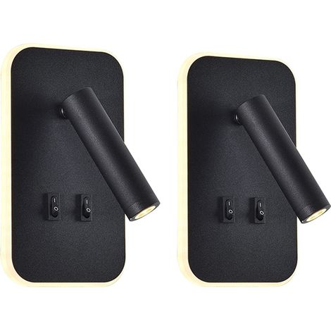 Applique LED, applique de lecture de chevet, liseuses murales LED 13W, spot orientable ( 3000K lumière chaude) (rectangle noir 2PCS) (1/5)