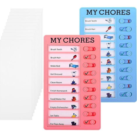 Lot de 2 Planchettes de Planification 20x12 cm Tableau Mémo Checklist Réutilisable et 10 Cartes Liste de Contrôle personnaliser DIY pour Tâches Ménagères Rappel Plan d'Études (1/5)