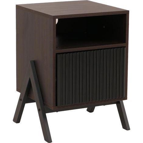 Table de chevet HWC-O40 commode table d'appoint armoire tiroir MDF métal mélamine 59 x 40 x 40 cm - aspect noyer