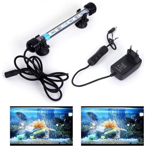LED Aquarium Lighting Tube Lamp Waterproof Energy Saving Diving Lighting Fish Tank Decoration RGB Colour with Remote Control (1.8 x 18 cm, Blue (1/5)