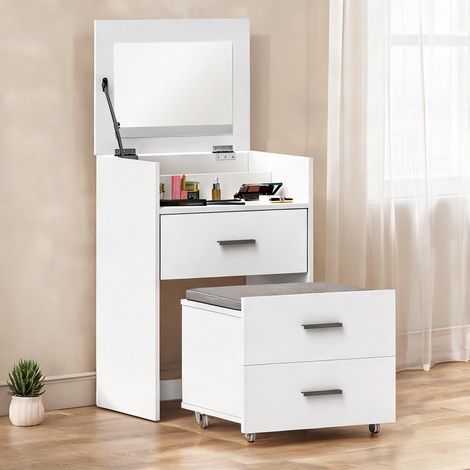 Coiffeuse alb en mDF sticlă 50 x 40 x 113,5 cm (1/5)