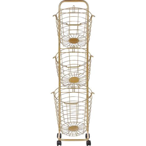 Basket Stand AYAPAL with Wheels Metal Gold