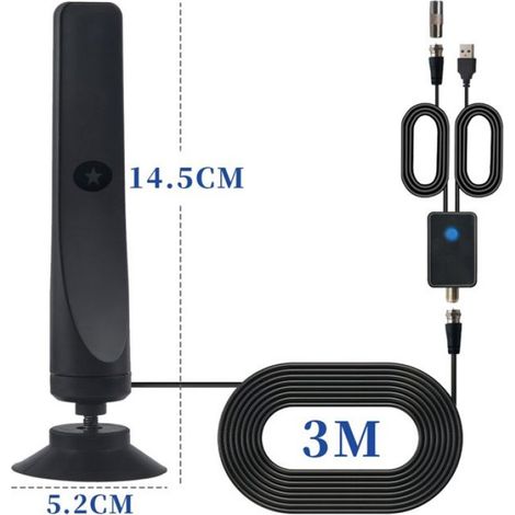 Antenne Tv - Numérique Intérieure Extérieure - Amplificateur Intégré 50 Miles - Compatible Toutes Smart Tv 1080p - 174-240 MHz Et 470-862 MHz - 1 Pièce (1/5)