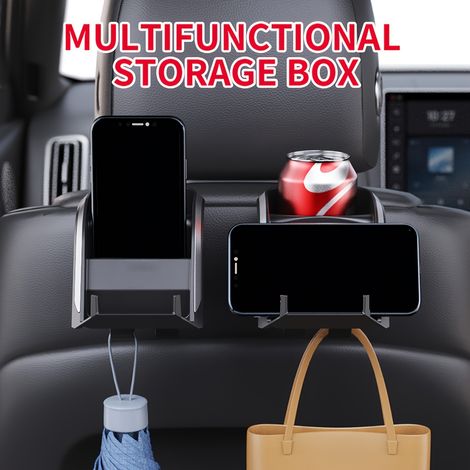 Organisateur de siège de voiture multifonction — Porte-gobelet, support de téléphone et boîte de rangement intégrés