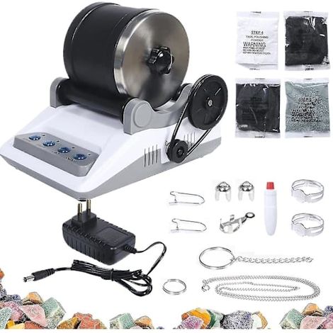 Ecleanfy - Kit de polissage de pierres, ensemble professionnel de meules, tambour de polissage, ponceuse à pierres, minuterie 7 jours, 4 poudres à polir (1/5)
