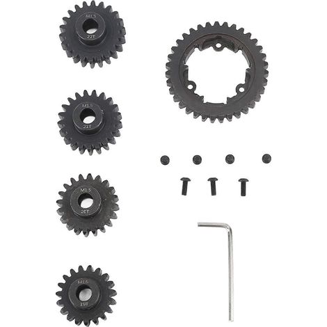 M1.5 Kit de pignons droits en acier 35T, 19T, 20T, 21T et 22T pour véhicules radiocommandés TRAXXAS 1/5 6S et 8S, noir