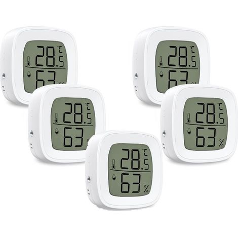 Brifit Digitales Thermometer-Hygrometer, Mini-Thermometer-Hygrometer für Innenräume, Bluetooth-Temperatur- und Feuchtigkeitsmonitor, Datenexport, Alarmbenachrichtigung, Zuhause, Büro – 5 Stück (1/5)