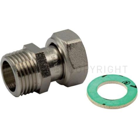 Raccordo diritto maschio femmina con guarnizione 1/2 x 1/2 ottone nichelato tiemme 1500891